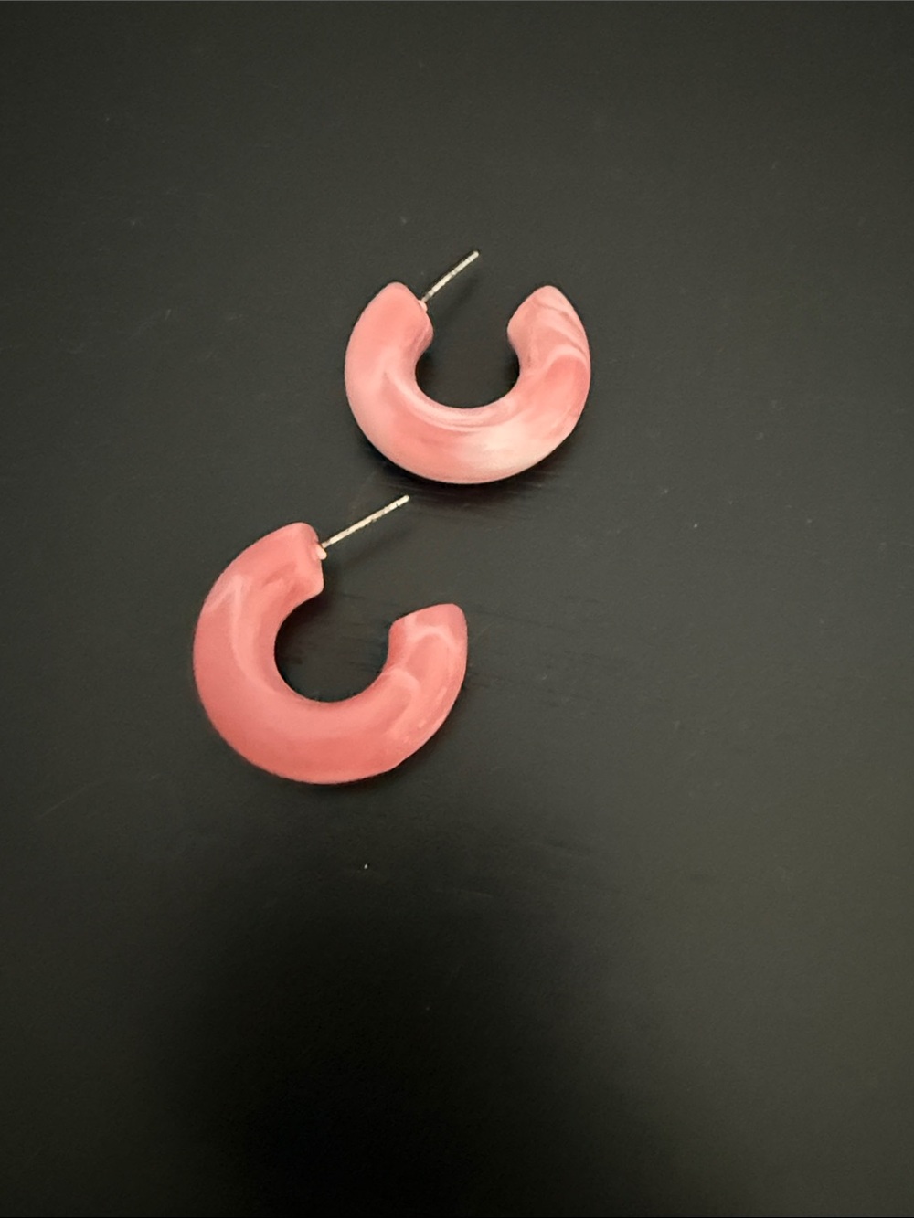 Rose Pink Resin Hoop Earrings - Women's Jewelry